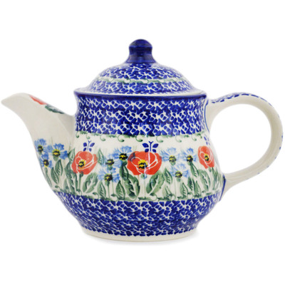 Polish Pottery Tea or Coffee Pot 38 oz Open Fields