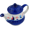 Polish Pottery Tea or Coffee Pot 38 oz Sweet Sailboats