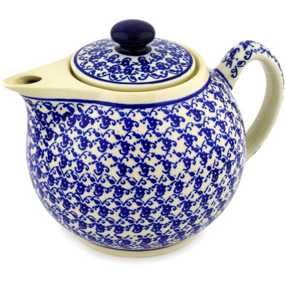 Polish Pottery Tea or Coffee Pot 39 oz Aegean Sea