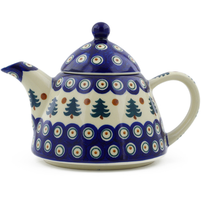 Polish Pottery Tea or Coffee Pot 39 oz Autumn Evergreen