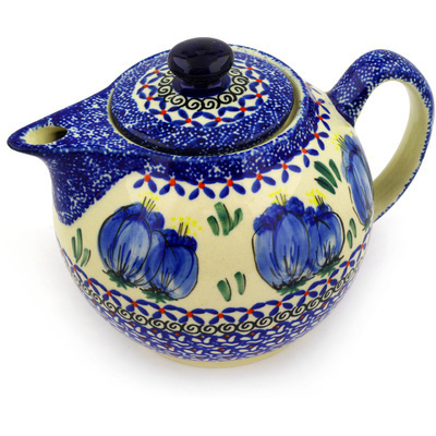 Polish Pottery Tea or Coffee Pot 39 oz Blue Bulbs