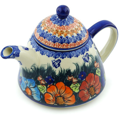 Polish Pottery Tea or Coffee Pot 39 oz Butterfly Splendor