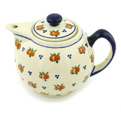 Polish Pottery Tea or Coffee Pot 39 oz Country Apple