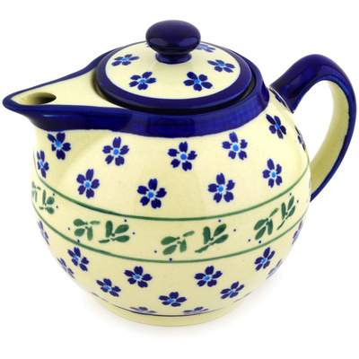 Polish Pottery Tea or Coffee Pot 39 oz Daisy Field