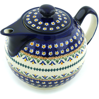 Polish Pottery Tea or Coffee Pot 39 oz Floral Peacock UNIKAT