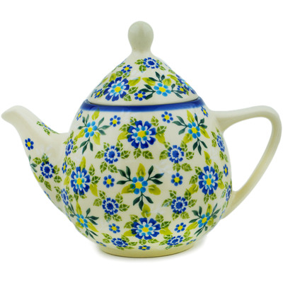 Polish Pottery Tea or Coffee Pot 39 oz Forget-me-not Field