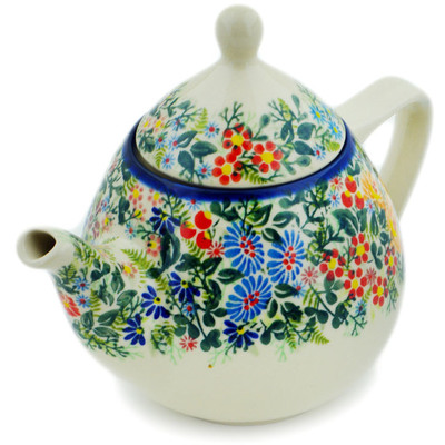 Polish Pottery Tea or Coffee Pot 39 oz New Life UNIKAT