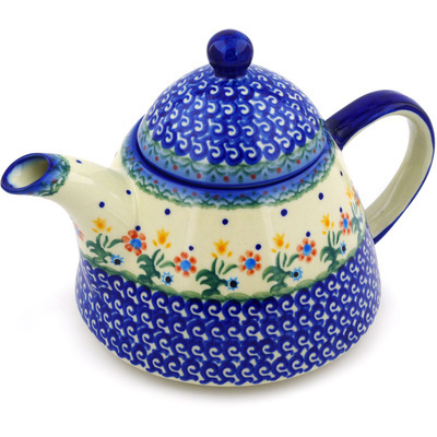 Polish Pottery Tea or Coffee Pot 39 oz Spring Flowers