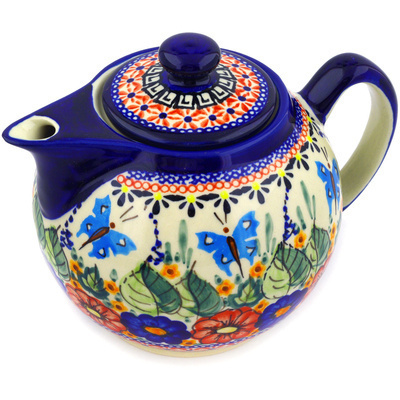 Polish Pottery Tea or Coffee Pot 39 oz Spring Splendor UNIKAT