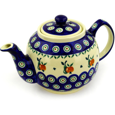 Polish Pottery Tea or Coffee Pot 4 Cup Apple Pears