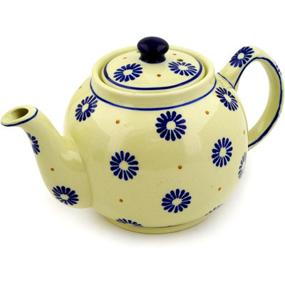 Polish Pottery Tea or Coffee Pot 4 Cup Aster Blues