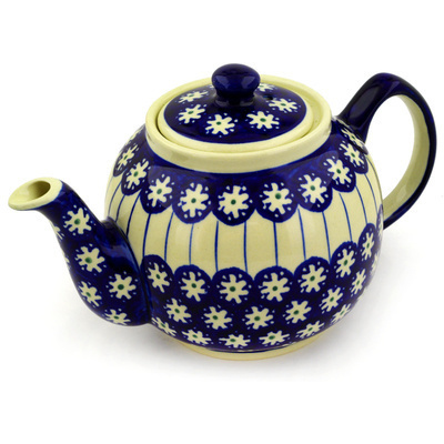 Polish Pottery Tea or Coffee Pot 4 Cup Aster Peacock Blossom
