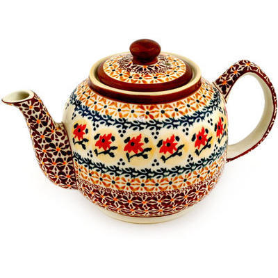 Polish Pottery Tea or Coffee Pot 4 Cup Autumn Festival