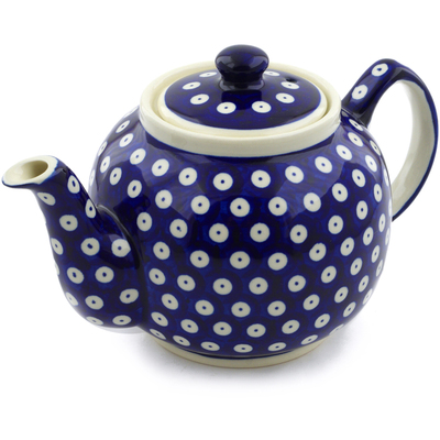 Polish Pottery Tea or Coffee Pot 4 Cup Blue Eyes