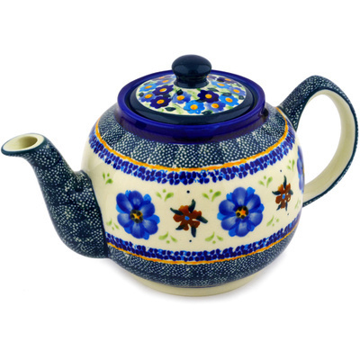 Polish Pottery Tea or Coffee Pot 4 Cup Circle The Garden UNIKAT