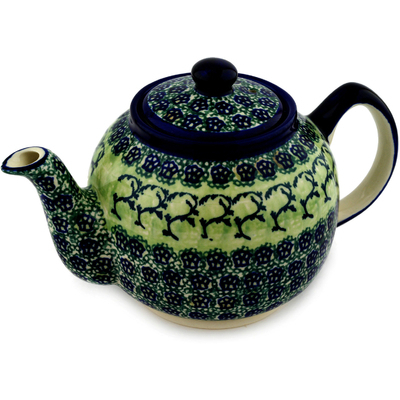Polish Pottery Tea or Coffee Pot 4 Cup Emerald Forest