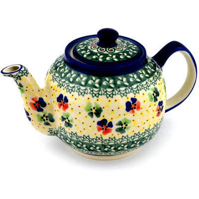 Polish Pottery Tea or Coffee Pot 4 Cup Fantasia UNIKAT