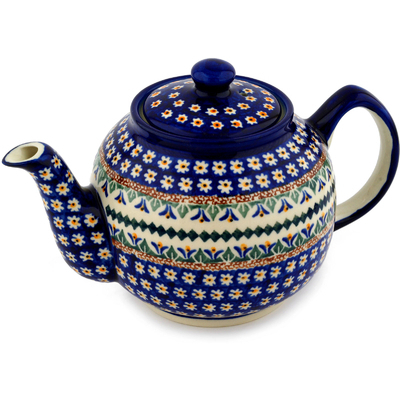 Polish Pottery Tea or Coffee Pot 4 Cup Floral Peacock UNIKAT