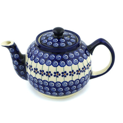Polish Pottery Tea or Coffee Pot 4 Cup Flowering Peacock
