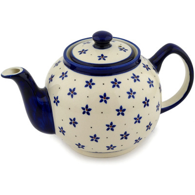 Polish Pottery Tea or Coffee Pot 4 Cup Forget Me Knot