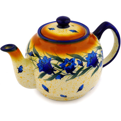 Polish Pottery Tea or Coffee Pot 4 Cup Harebell