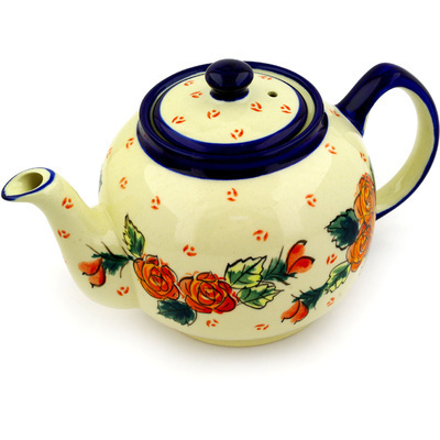 Polish Pottery Tea or Coffee Pot 4 Cup Polish Roses