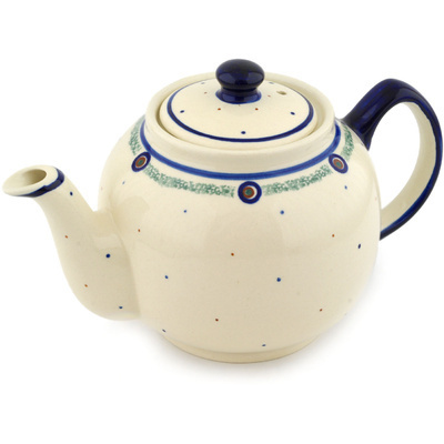 Polish Pottery Tea or Coffee Pot 4 Cup Polka Dot Sprinkle