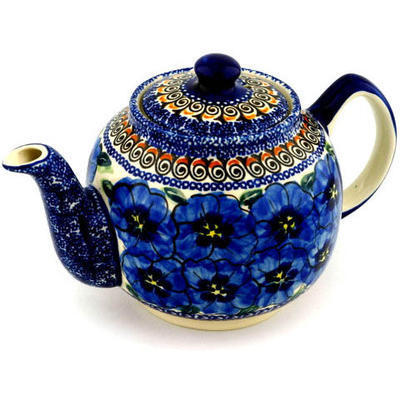 Polish Pottery Tea or Coffee Pot 4 Cup Regal Bouquet UNIKAT