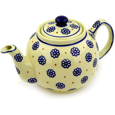 Polish Pottery Tea or Coffee Pot 4 Cup Simple Daisies