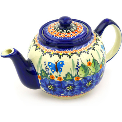 Polish Pottery Tea or Coffee Pot 4 Cup Spring Splendor UNIKAT