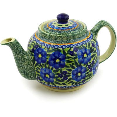 Polish Pottery Tea or Coffee Pot 4 Cup Texas Poppy UNIKAT