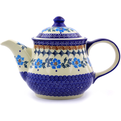 Polish Pottery Tea or Coffee Pot 40 oz Blue Cornflower