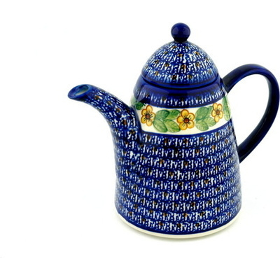Polish Pottery Tea or Coffee Pot 40 oz Country Acres UNIKAT