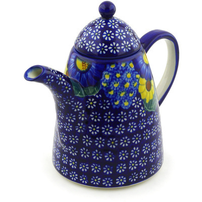 Polish Pottery Tea or Coffee Pot 40 oz Floral Fruit Basket UNIKAT