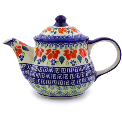 Polish Pottery Tea or Coffee Pot 40 oz Grecian Fields