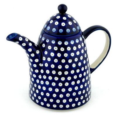 Polish Pottery Tea or Coffee Pot 40 oz In The Eyes Of Love