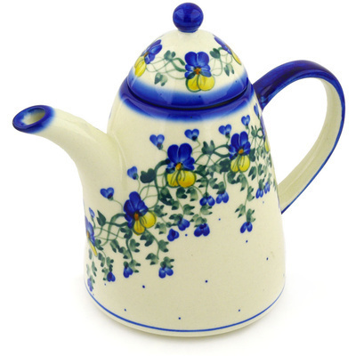 Polish Pottery Tea or Coffee Pot 40 oz Indigo Dream