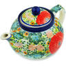 Polish Pottery Tea or Coffee Pot 41 oz Garden Heaven UNIKAT