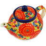 Polish Pottery Tea or Coffee Pot 41 oz Red Fantasy UNIKAT