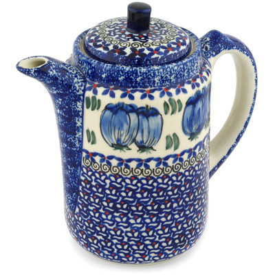 Polish Pottery Tea or Coffee Pot 42 oz Blue Bulbs