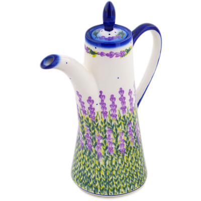 Polish Pottery Tea or Coffee Pot 42 oz Bluebonnet Fields