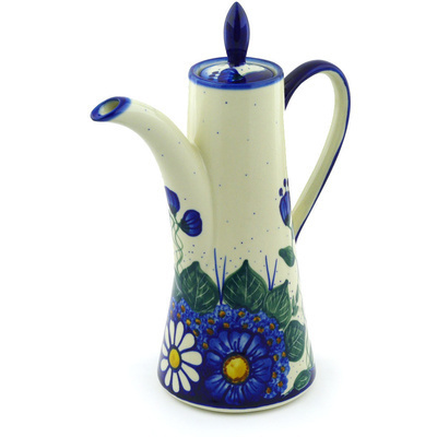 Polish Pottery Tea or Coffee Pot 42 oz Daisy Spectacle