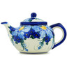 Polish Pottery Tea or Coffee Pot 42 oz Himalayan Blue Poppy UNIKAT