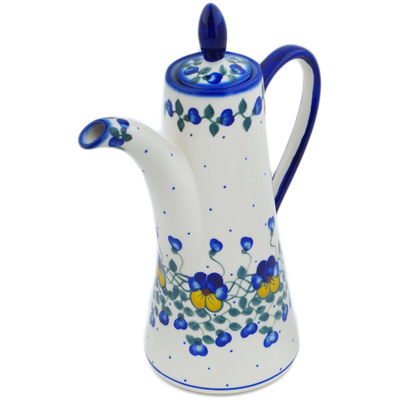 Polish Pottery Tea or Coffee Pot 42 oz Indigo Dream