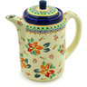 Polish Pottery Tea or Coffee Pot 42 oz Orange Clematis