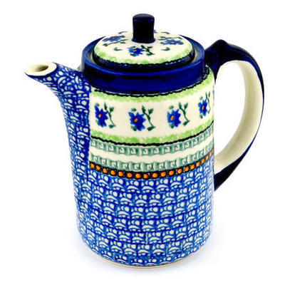 Polish Pottery Tea or Coffee Pot 42 oz Purple Iris