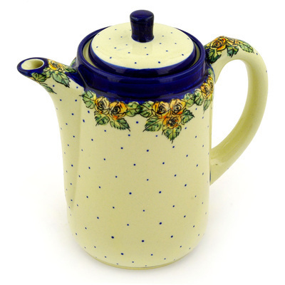 Polish Pottery Tea or Coffee Pot 42 oz Red Cabbage Roses