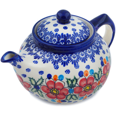 Polish Pottery Tea or Coffee Pot 42 oz Red Delight UNIKAT