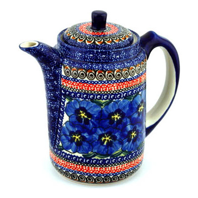 Polish Pottery Tea or Coffee Pot 42 oz Regal Bouquet UNIKAT