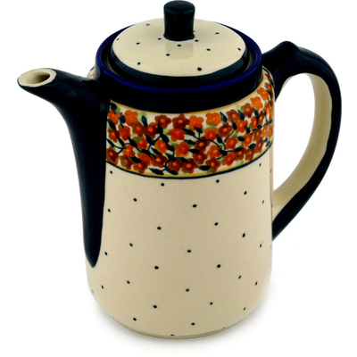 Polish Pottery Tea or Coffee Pot 42 oz Russett Floral